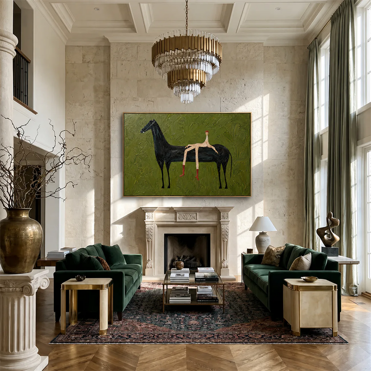 Striped Rider Horse Wall Art styled interior scene 1 | Olyrel