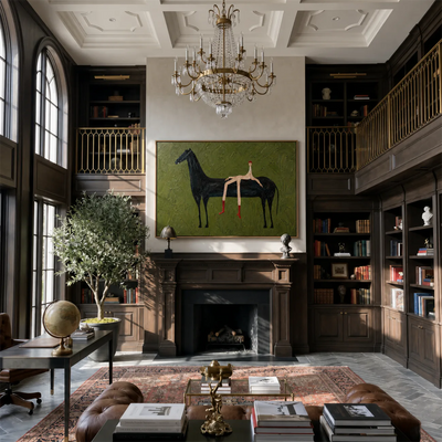 Striped Rider Horse Wall Art styled interior scene 2 | Olyrel