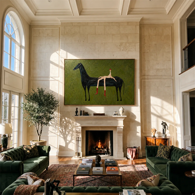 Striped Rider Horse Wall Art styled interior scene 3 | Olyrel