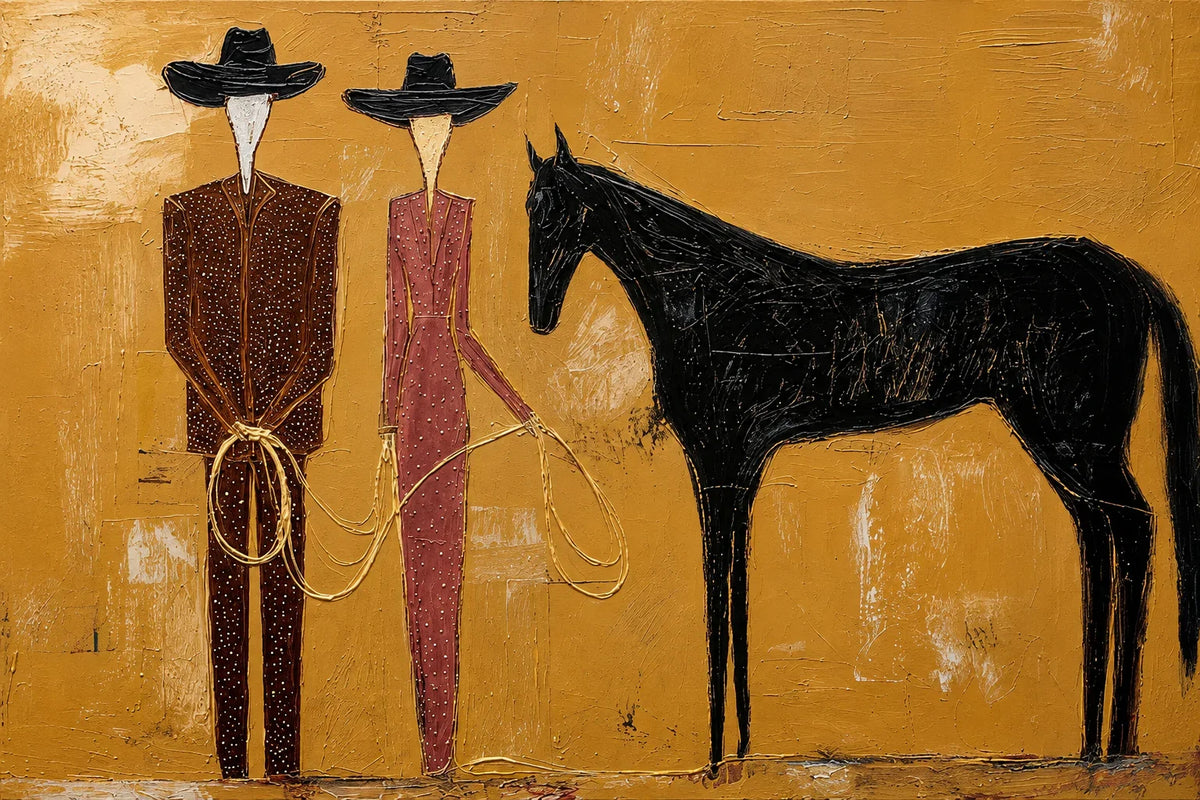 Western Pair Horse Wall Art artwork view | Olyrel