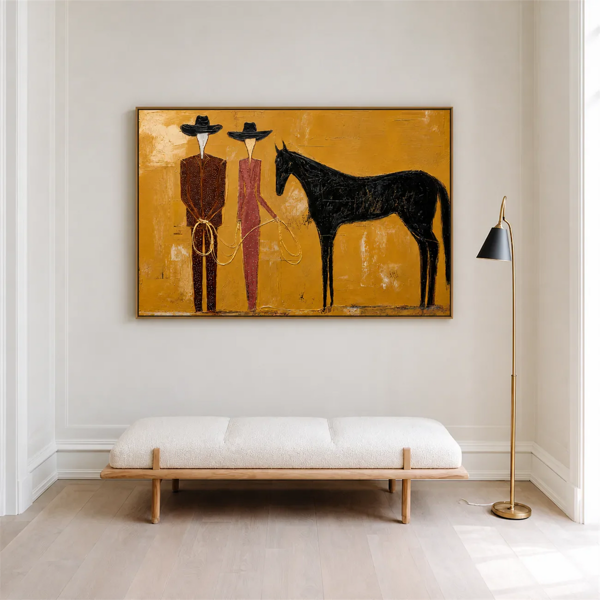 Western Pair Horse Wall Art styled interior scene 2 | Olyrel