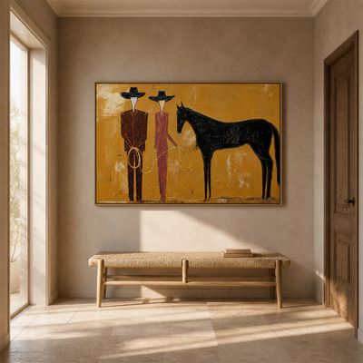 Western Pair Horse Wall Art styled interior scene 4 | Olyrel