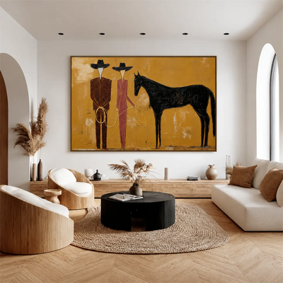 Western Pair Horse Wall Art styled interior scene 5 | Olyrel