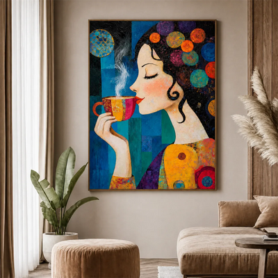 Morning Muse Textured Coffee Wall Art styled interior scene 1 | Olyrel