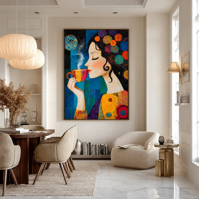 Morning Muse Textured Coffee Wall Art styled interior scene 2 | Olyrel