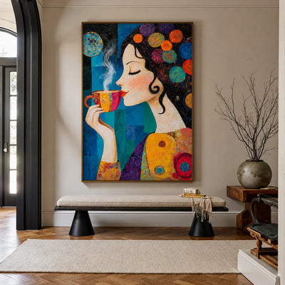 Morning Muse Textured Coffee Wall Art styled interior scene 3 | Olyrel