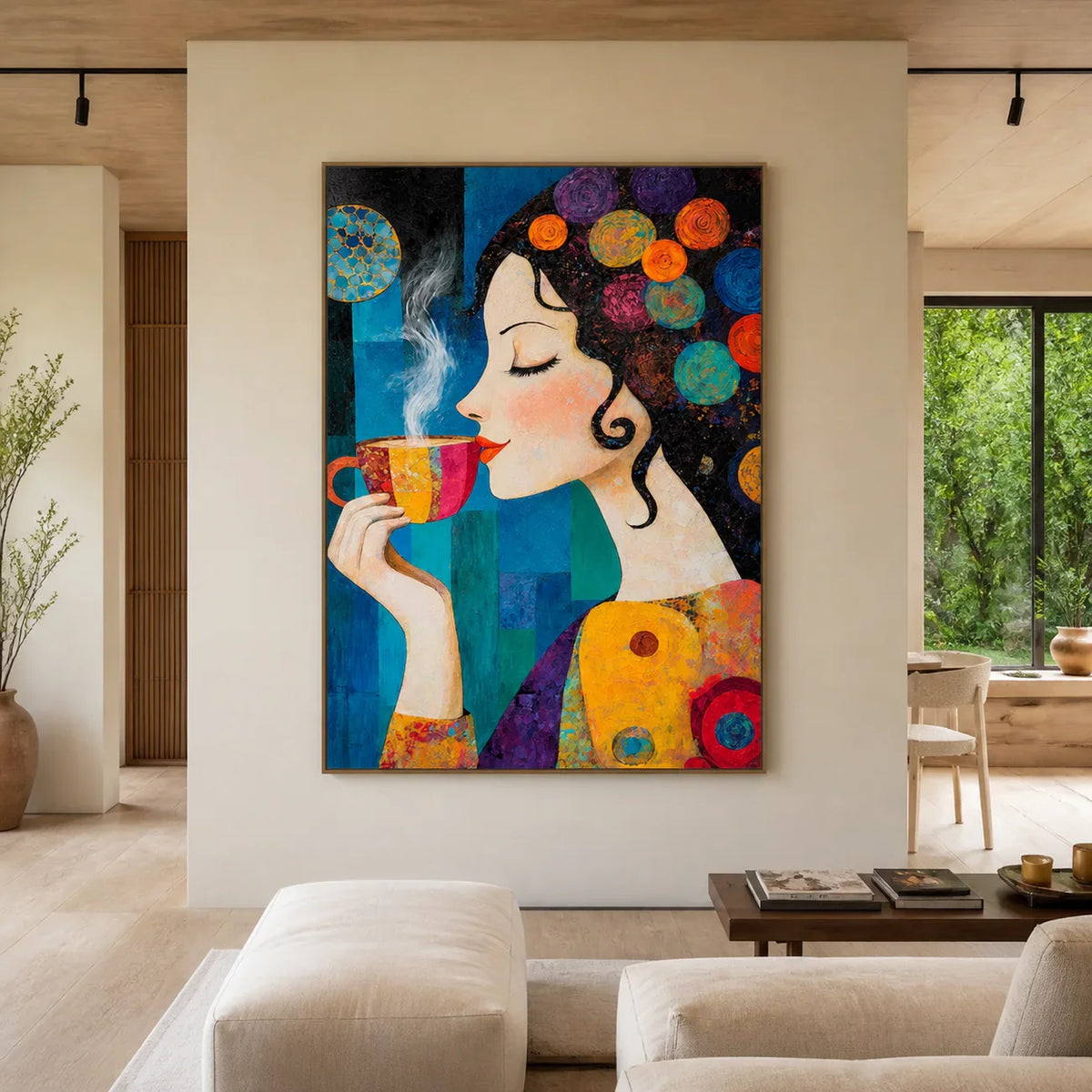 Morning Muse Textured Coffee Wall Art styled interior scene 5 | Olyrel