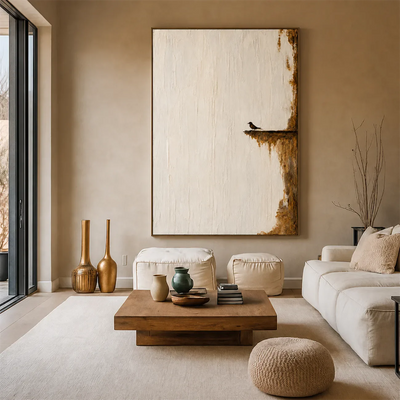 Quiet Perch Textured Wall Art styled interior scene 1 | Olyrel