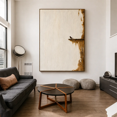 Quiet Perch Textured Wall Art styled interior scene 4 | Olyrel