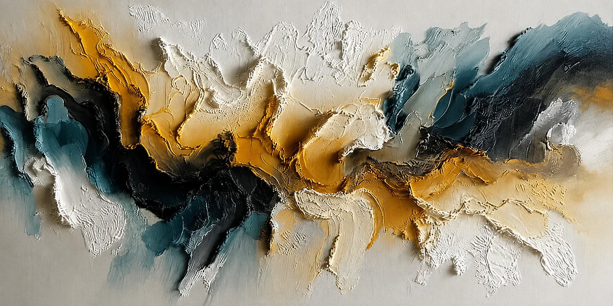 Teal Gold Rift Textured Wall Art artwork view | Olyrel