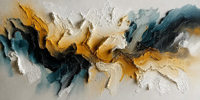 Teal Gold Rift Textured Wall Art artwork view | Olyrel