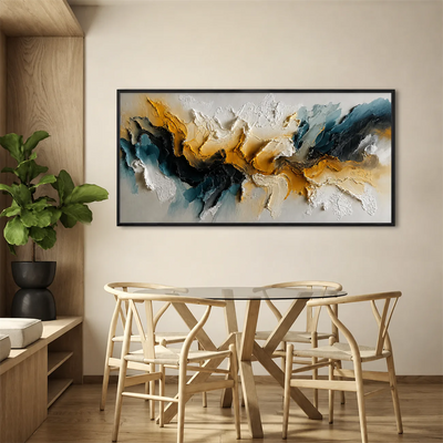 Teal Gold Rift Textured Wall Art styled interior scene 2 | Olyrel