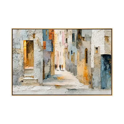 Sunlit Alley Textured Cityscape Wall Art | Olyrel