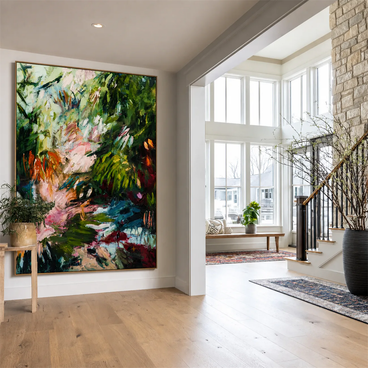 Wild Garden Reverie Textured Wall Art styled interior scene 3 | Olyrel