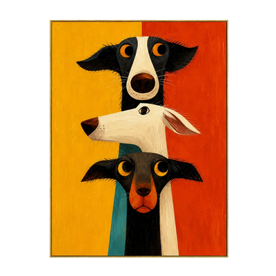 Colorblock Dog Trio Wall Art | Olyrel