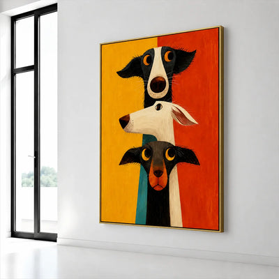 Colorblock Dog Trio Wall Art styled interior scene 1 | Olyrel