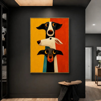 Colorblock Dog Trio Wall Art styled interior scene 3 | Olyrel