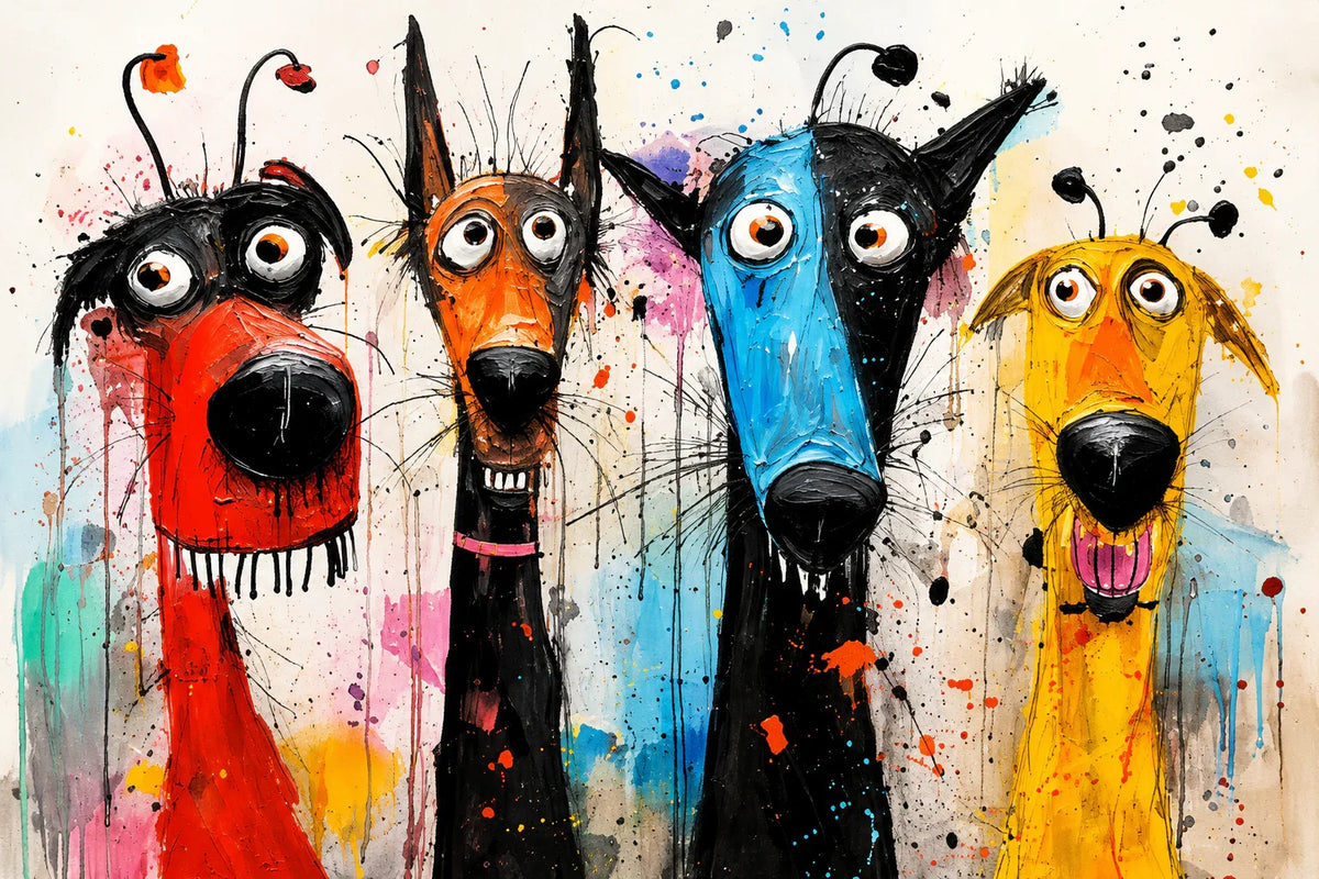 Splash Hound Quartet Wall Art artwork view | Olyrel