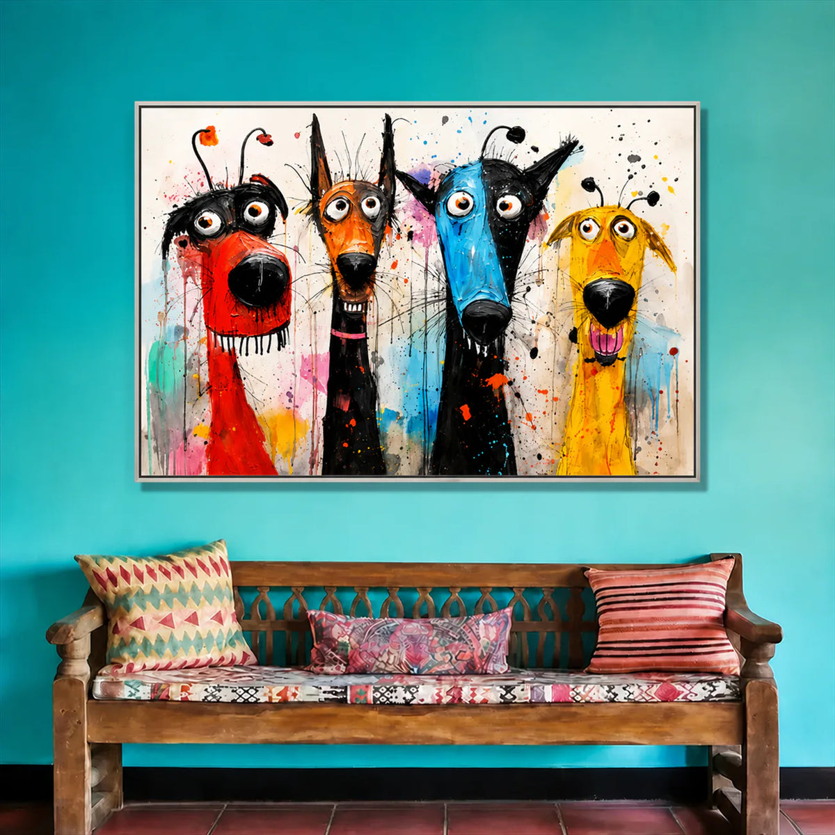 Splash Hound Quartet Wall Art styled interior scene 1 | Olyrel