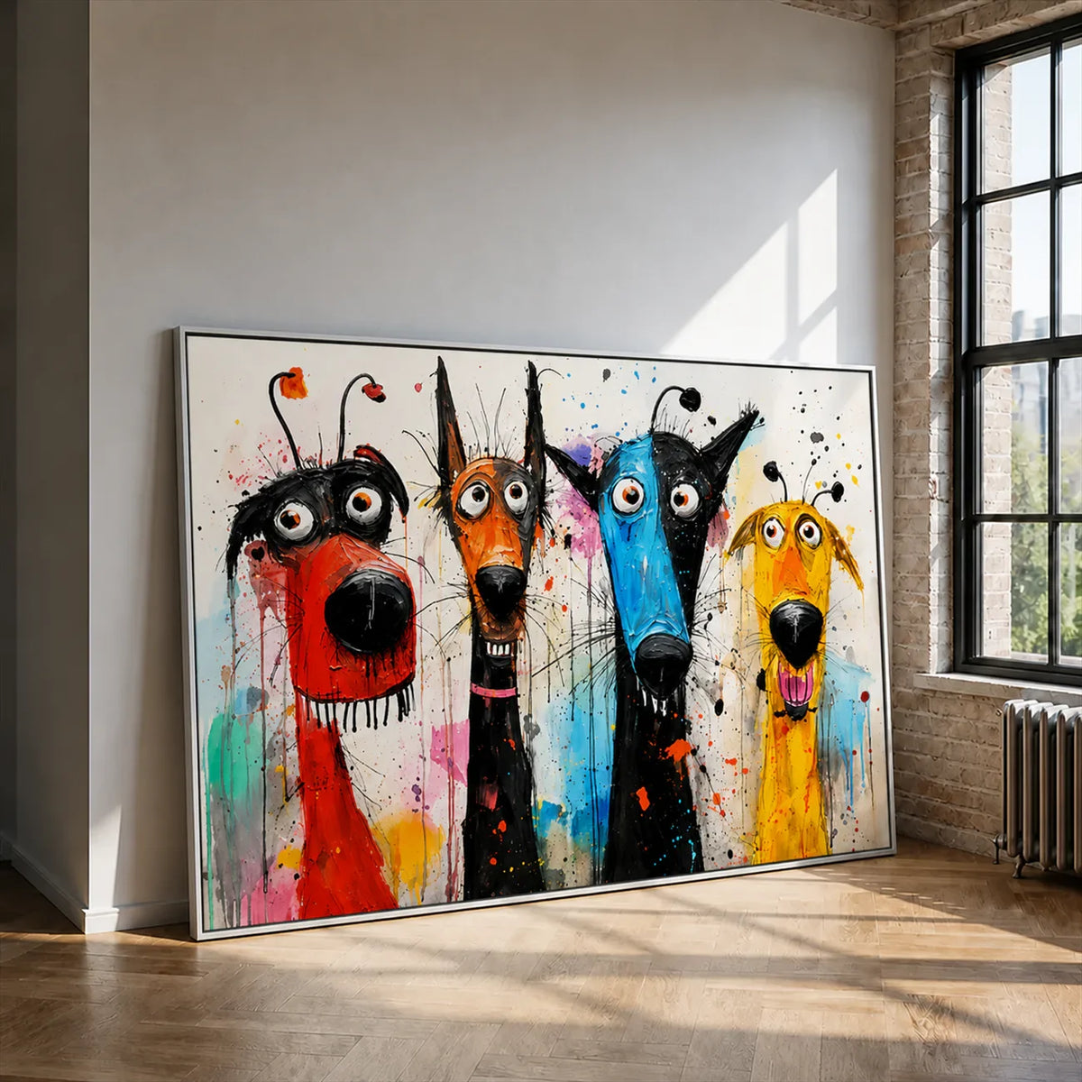 Splash Hound Quartet Wall Art styled interior scene 2 | Olyrel