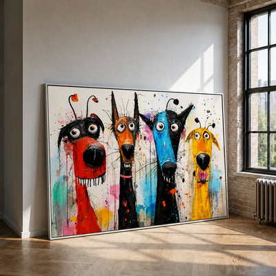 Splash Hound Quartet Wall Art styled interior scene 2 | Olyrel