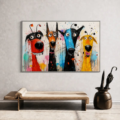 Splash Hound Quartet Wall Art styled interior scene 5 | Olyrel
