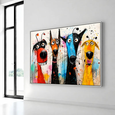 Splash Hound Quartet Wall Art styled interior scene 6 | Olyrel