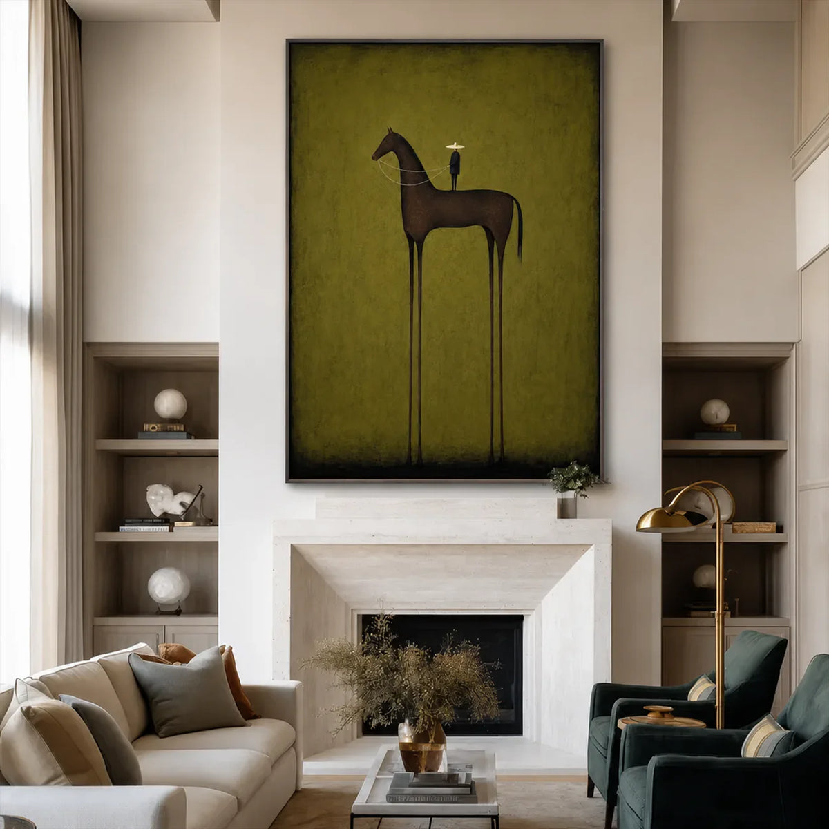 Olive Sentinel Horse Wall Art styled interior scene 2 | Olyrel