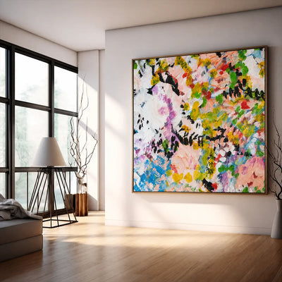 Chromatic Meadow Abstract Wall Art styled interior scene 1 | Olyrel