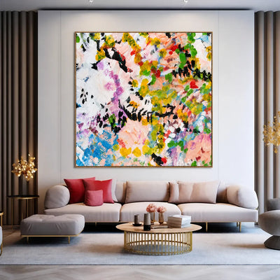 Chromatic Meadow Abstract Wall Art styled interior scene 5 | Olyrel