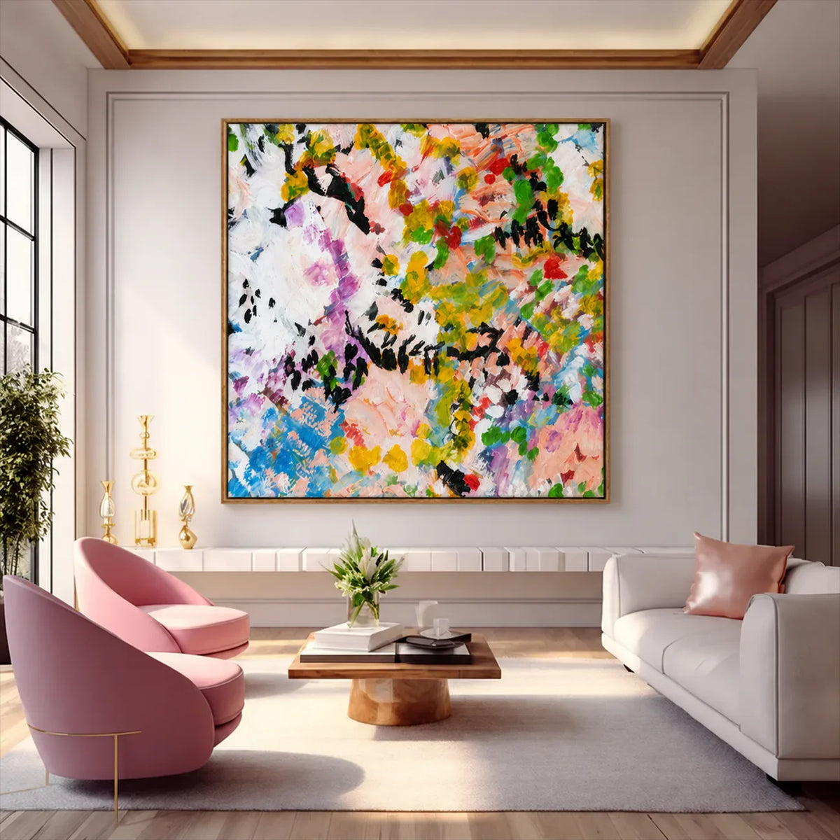 Chromatic Meadow Abstract Wall Art styled interior scene 6 | Olyrel