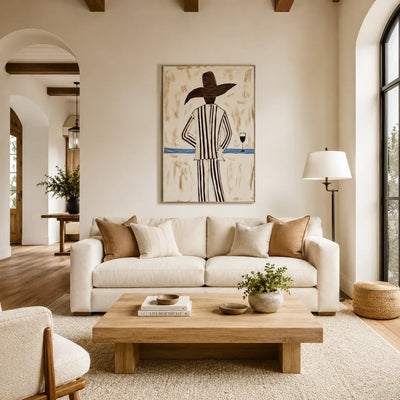 Sun Hat Figure Wall Art displayed in a bright dining room | Olyrel
