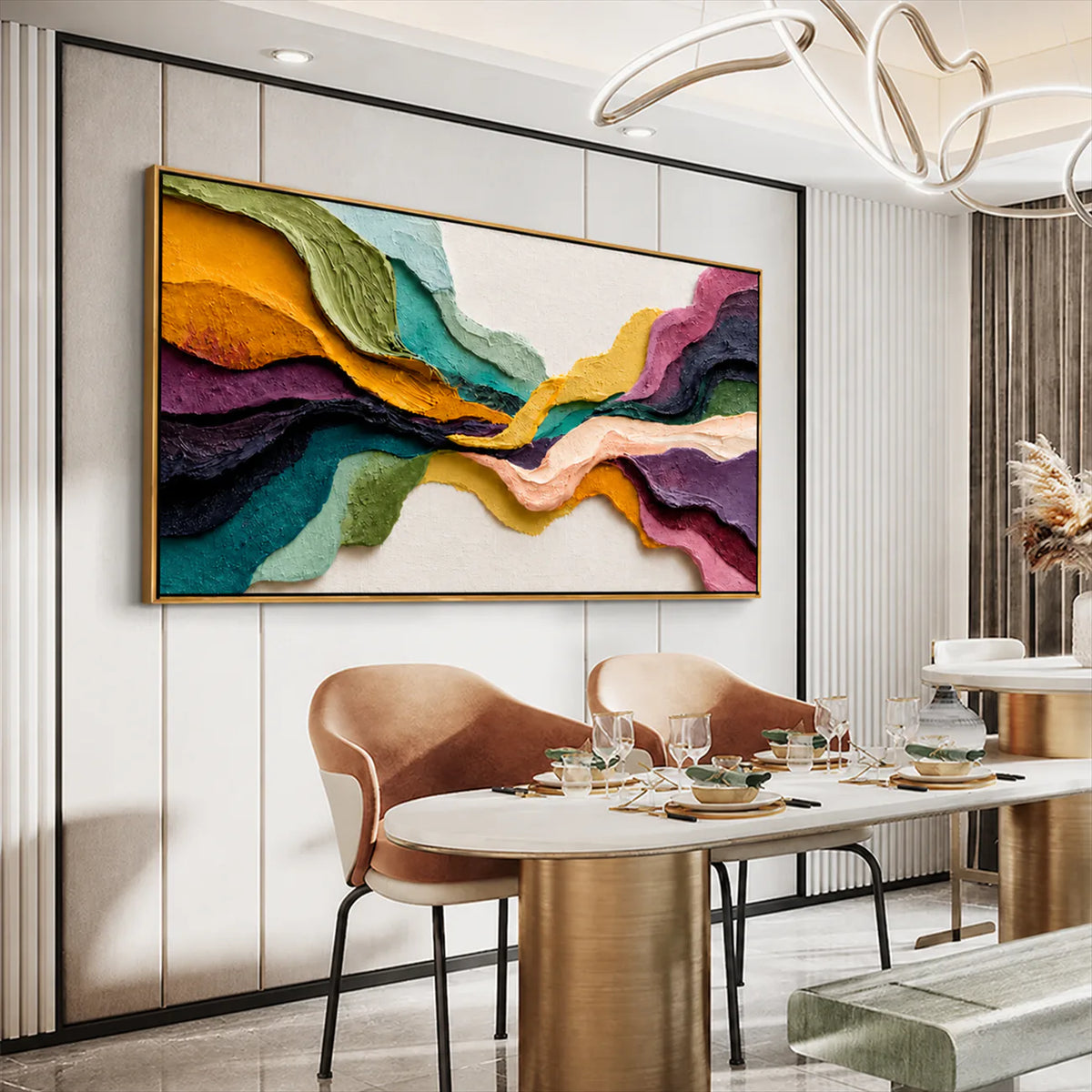 Chromatic Tides Textured Wall Art styled interior scene 1 | Olyrel