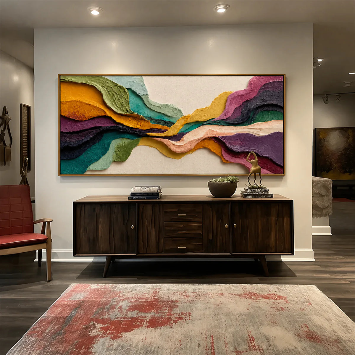 Chromatic Tides Textured Wall Art styled interior scene 2 | Olyrel