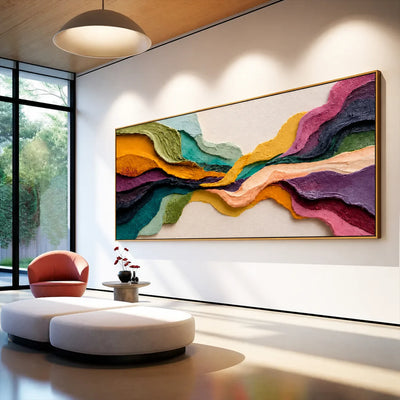 Chromatic Tides Textured Wall Art styled interior scene 3 | Olyrel