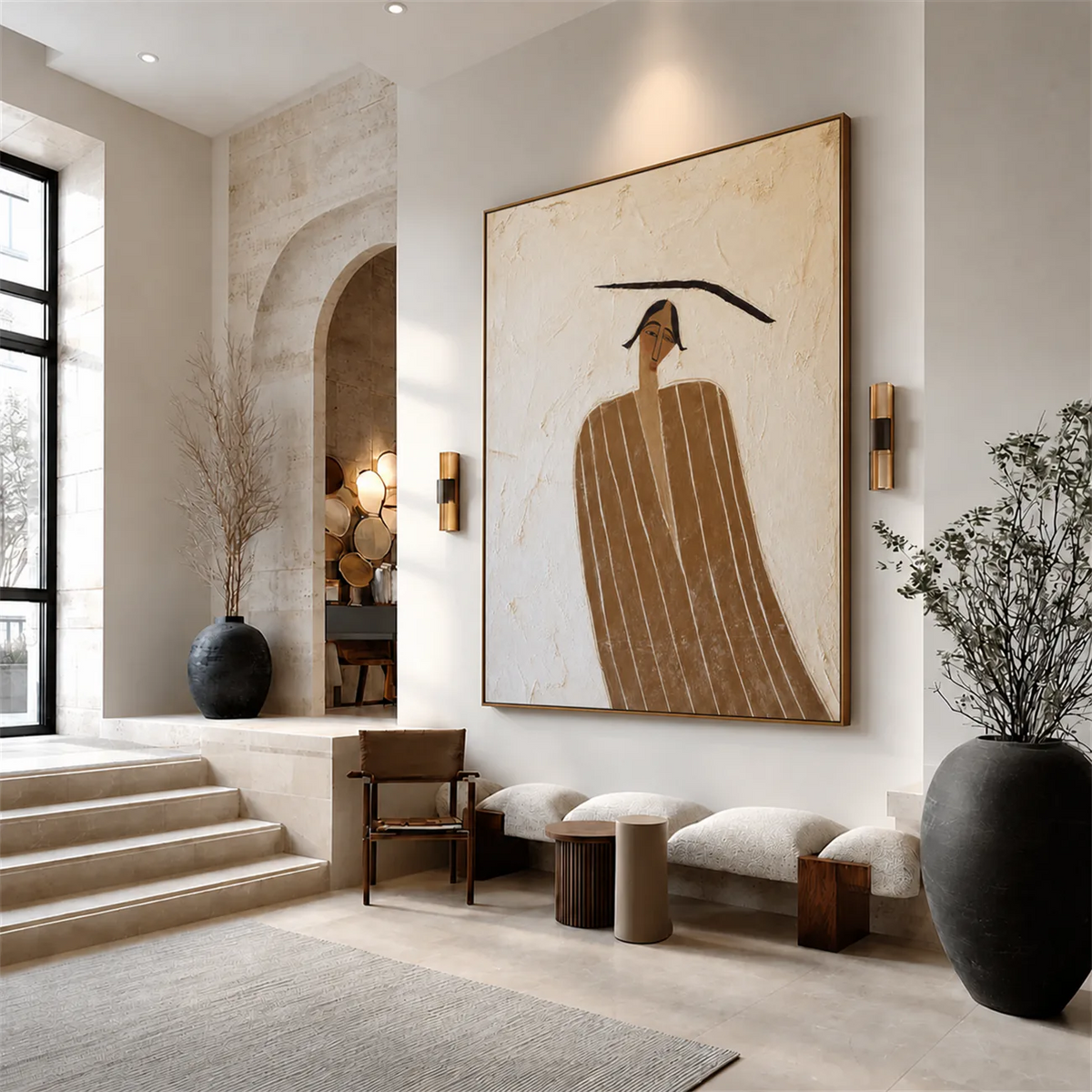 Striped Muse Textured Wall Art styled interior scene 2 | Olyrel