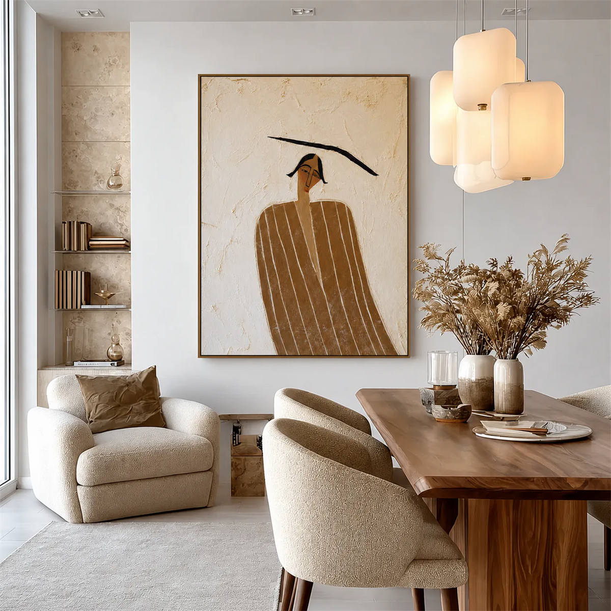 Striped Muse Textured Wall Art styled interior scene 4 | Olyrel