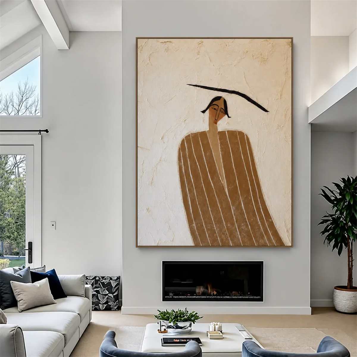 Striped Muse Textured Wall Art styled interior scene 5 | Olyrel