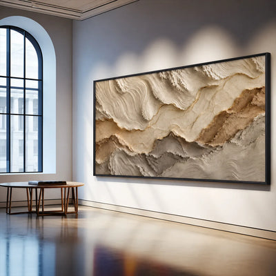 Ivory Strata Textured Wall Art styled interior scene 1 | Olyrel