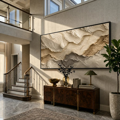 Ivory Strata Textured Wall Art styled interior scene 4 | Olyrel