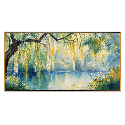 Sunlit Willow Lake Panoramic Wall Art | Olyrel