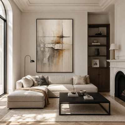 Quiet Cross Abstract Wall Art shown in a quiet home office | Olyrel