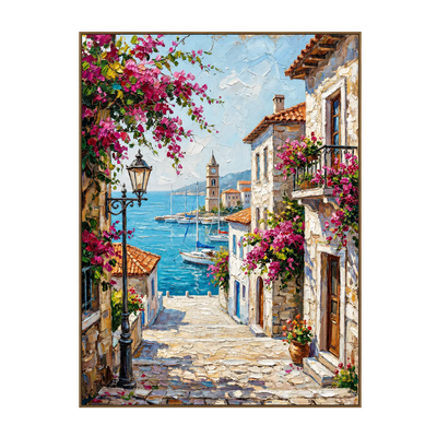 Bougainvillea Harbor Cityscape Wall Art | Olyrel