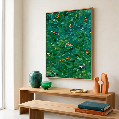 Emerald Bathers Figure Wall Art styled interior scene 2 | Olyrel
