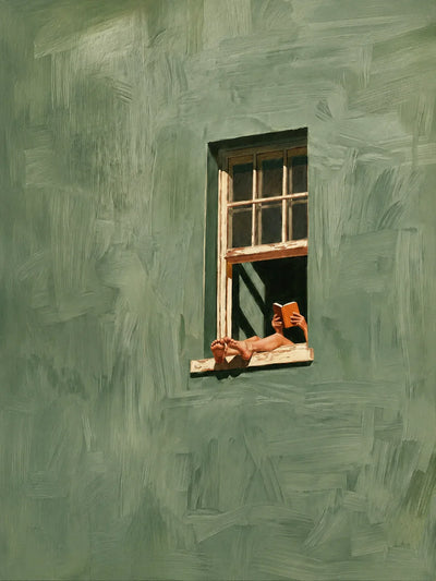 Sage Window Reader Wall Art artwork view | Olyrel