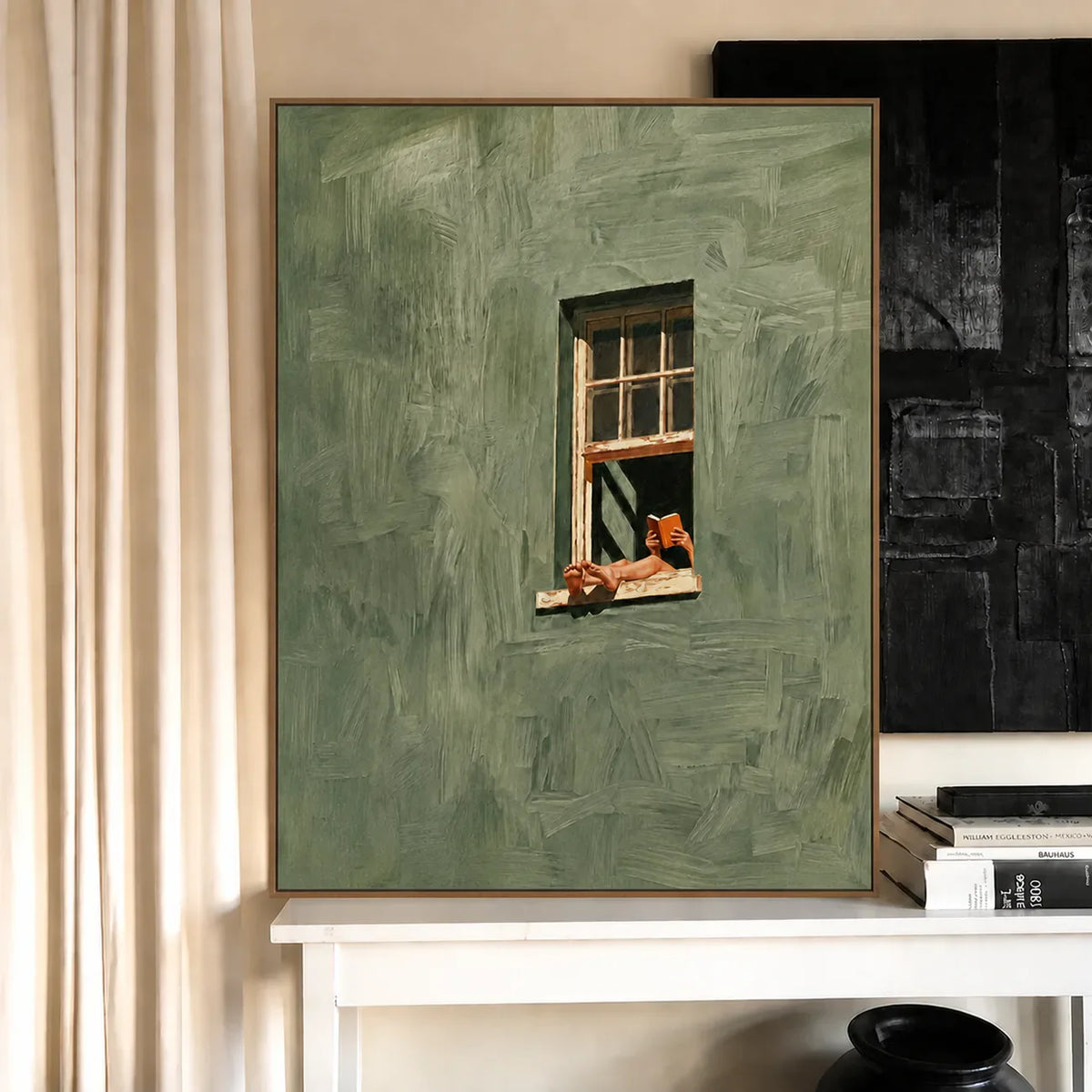 Sage Window Reader Wall Art styled interior scene 5 | Olyrel