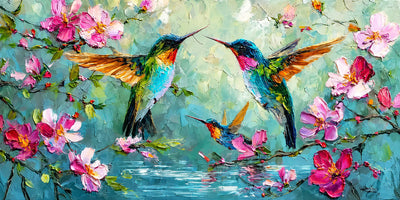 Blossom Flight Hummingbird Wall Art artwork view | Olyrel
