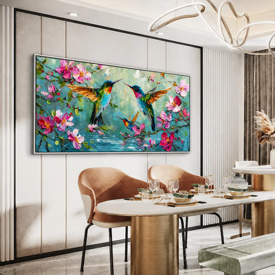 Blossom Flight Hummingbird Wall Art styled interior scene 1 | Olyrel