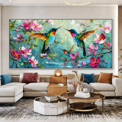 Blossom Flight Hummingbird Wall Art styled interior scene 6 | Olyrel