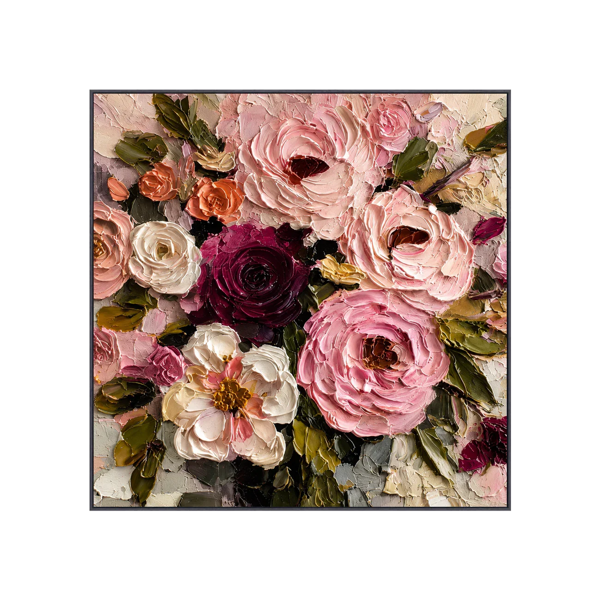 Velvet Rose Garden Textured Wall Art | Olyrel